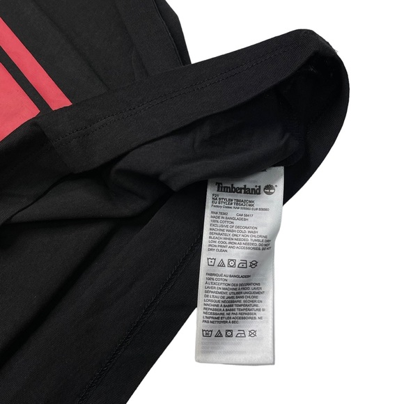 Timberland Cotton Black/Red Long Sleeve Stack Logo Regular Fit Mens Tee - Picture 6 of 9